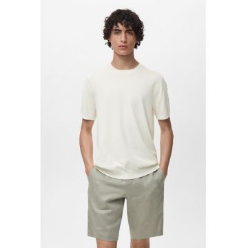 Tricou din bumbac cu decolteu la baza gatului