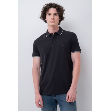 Tricou polo regular fit din amestec de lyocell