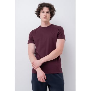 Tricou slim fit cu decolteu la baza gatului - Violet tyrian