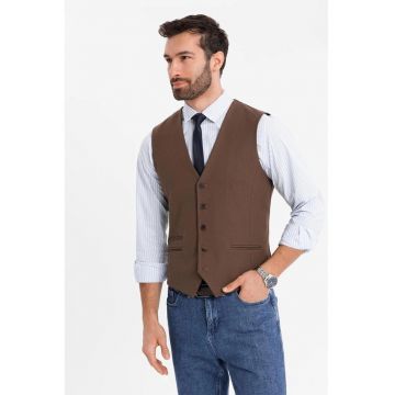Vesta slim-fit cu decolteu in V