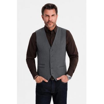 Vesta slim-fit cu decolteu in V