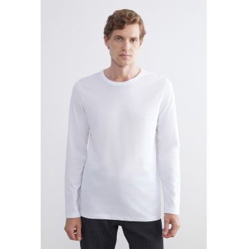 Bluza cu decolteu rotund si model uni