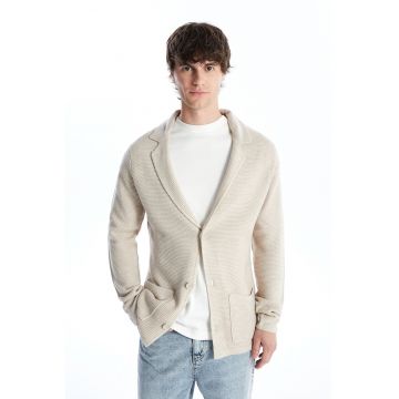 Cardigan cu aspect texturat si doua buzunare
