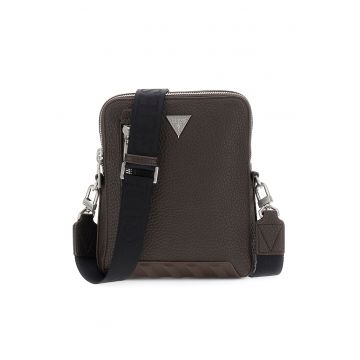 Geanta crossbody de piele ecologica cu logo metalic
