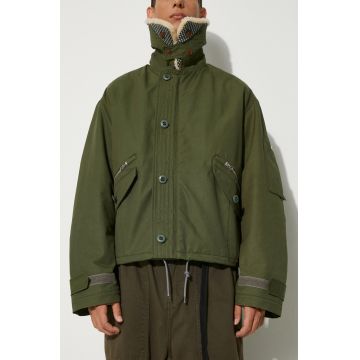 Kenzo geaca Army Blouson barbati, culoarea verde, de tranzitie, oversize, FE65BL1499OB.51