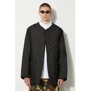 Kenzo geaca Weave Liner barbati, culoarea negru, de tranzitie, oversize, FE65OU3089DW.99