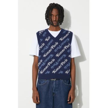 Kenzo vesta din amestec de lana by Verdy Vest culoarea albastru marin, FE55PU4583CB.77