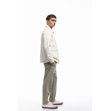 Pantaloni relaxed fit din bumbac cu talie medie