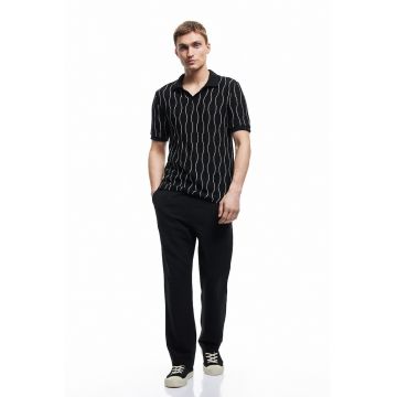 Pantaloni texturati din amestec de bumbac