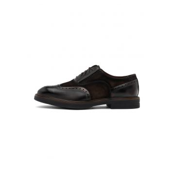 Pantofi de piele cu garnituri de piele intoarsa
