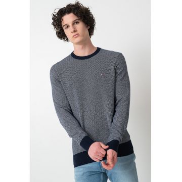 Pulover din amestec de bumbac organic cu model
