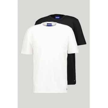Set de tricouri uni din amestec de bumbac - 2 piese - Negru/Alb optic