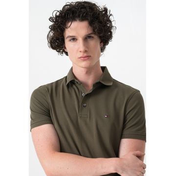 Tricou polo slim fit din amestec de bumbac organic