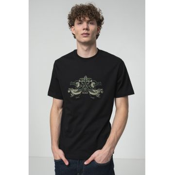 Tricou regular-fit cu decolteu la baza gatului