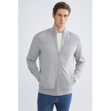 Bluza de trening cu fermoar si guler mediu