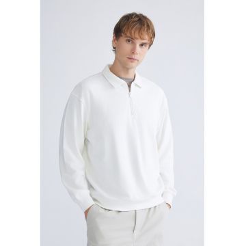 Bluza din amestec de bumbac cu fenta cu fermoar
