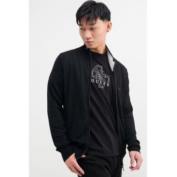 Cardigan cu fermoar si logo