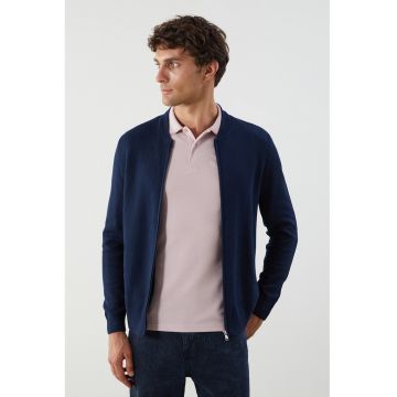 Cardigan de bumbac cu fermoar
