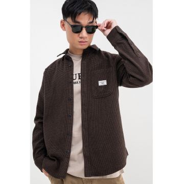 Jacheta-camasa cu buzunar pe piept si model houndstooth