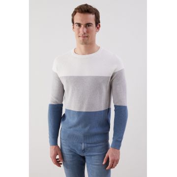 Pulover colorblock de bumbac