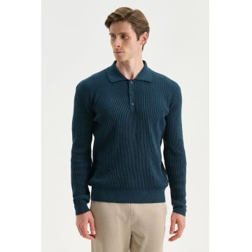 Pulover polo cu aspect striat