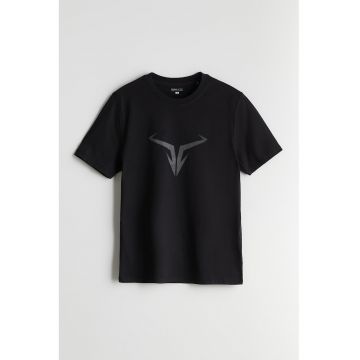 Tricou cu imprimeu si decolteu la baza gatului