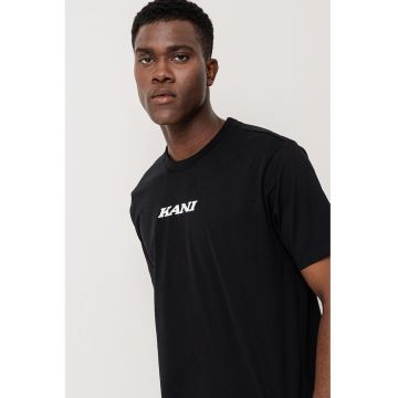 Tricou de bumbac cu decolteu la baza gatului