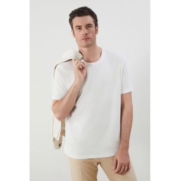 Tricou din amestec de bumbac cu decolteu la baza gatului