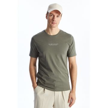 Tricou din bumbac cu decolteu la baza gatului