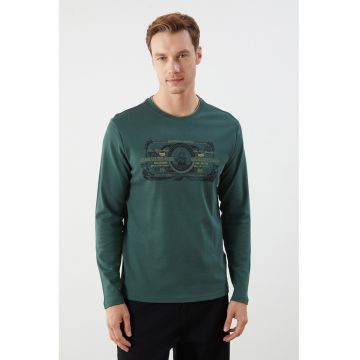 Bluza slim fit din bumbac cu imprimeu grafic Bluza slim fit din bumbac cu imprimeu grafic