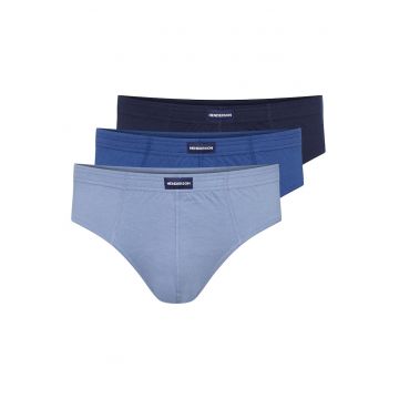 Chiloti barbati Classic  set de 3 perechi bleumarin - albastru deschis - bej XXL