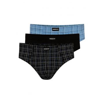 Chiloti barbati Classic  set de 3 perechi negru - albastru XXL