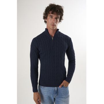Pulover regular fit cu fenta cu fermoar Pulover regular fit cu fenta cu fermoar