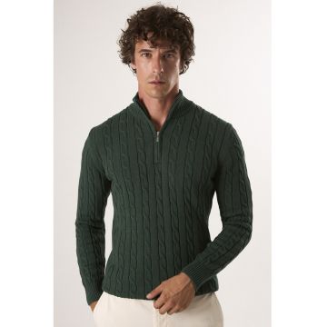 Pulover regular fit cu fenta cu fermoar Pulover regular fit cu fenta cu fermoar