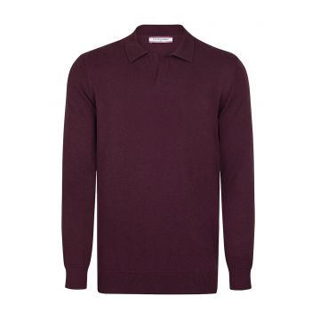 Pulover tricotat cu guler polo Pulover tricotat cu guler polo