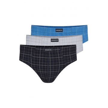 Set 3 perechi chiloti barbati -  Bumbac - Imprimeu carouri - Multicolor