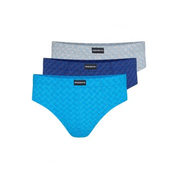 Set de 3 perechi chiloti barbati -  Bumbac - Albastru/Gri