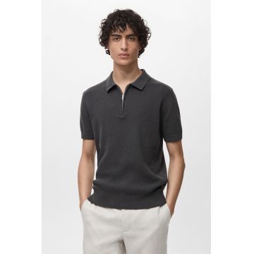 Tricou polo din bumbac cu fermoar scurt Tricou polo din bumbac cu fermoar scurt