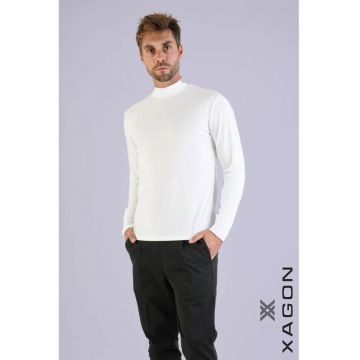 Bluză cu guler înalt bărbătească cu design minimalist și croială slim fit
