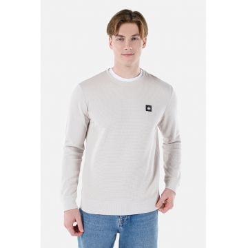 Bluza de trening texturata cu decolteu la baza gatului - Gri deschis