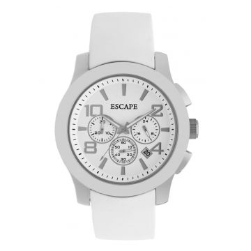 Ceas barbatesc  model ECP10675 - curea din silicon - alb - 46mm - rezistenta la apa 5 ATM
