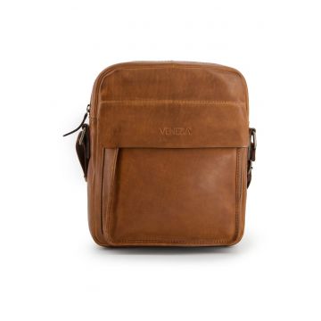 Geanta crossbody din piele cu buzunare exterioare
