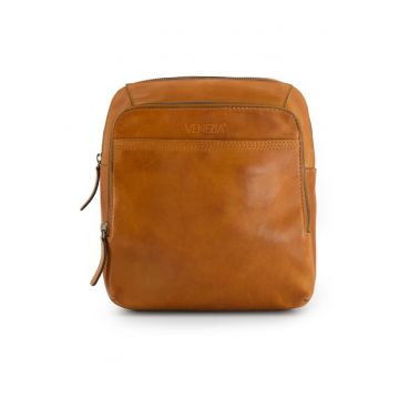 Geanta crossbody din piele naturala cu buzunare multiple