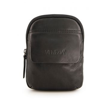 Geanta crossbody din piele naturala cu detaliu logo stantat