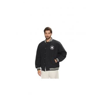 Hanorac sport barbati -  nylon/bumbac - negru/alb -