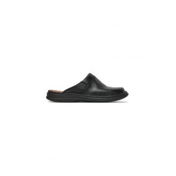 Slapi barbati  10663 37 - Piele naturala - Negru