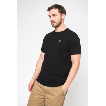 Tricou din bumbac cu decolteu la baza gatului - Negru