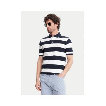 Tricou polo barbati  C5 21394.2113 - Bumbac - Alb/Negru - Alb/Negru