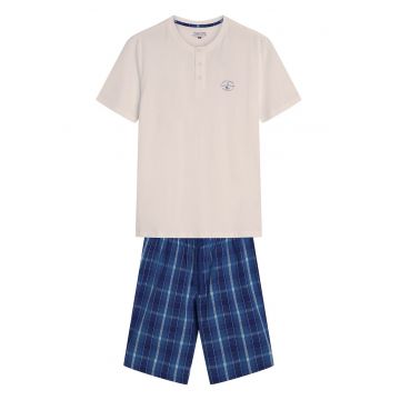 Pijama barbati Dock  alb - albastru XXL