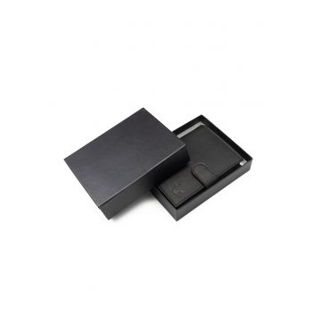 Portofel barbati din piele naturala negru Veres cu capsa - protectie RFID
